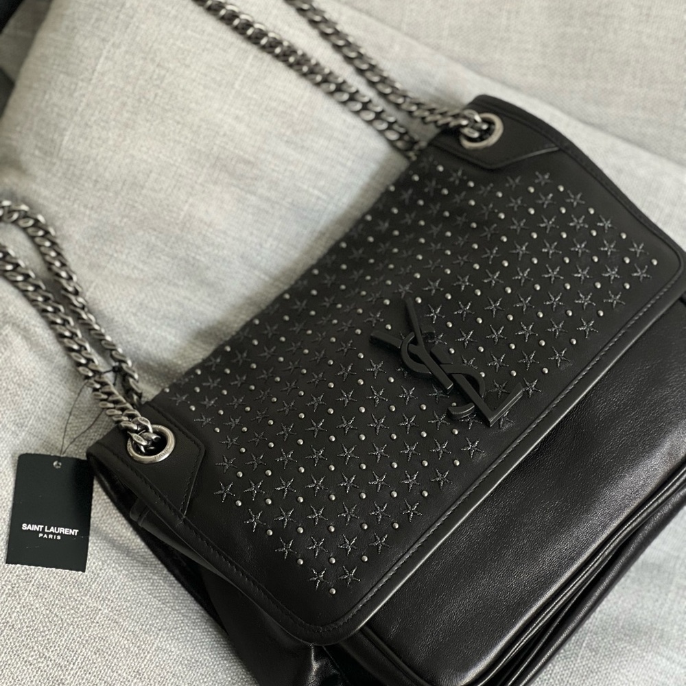 Brand new YSL Niki Medium Chain Bag In Lambskin Decorated With Lurex Stars